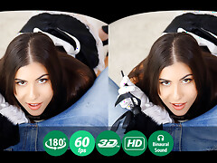 A hot maid wants to please her boyfriend and wears the sexy uniform. The hottie starts to seduce him by giving a head with a deep-throat blowjob. The busty beauty spreads her legs to enjoy the hard cock in her pussy with the Brazilian cut. Her smooth skin and flat stomach are covered with sperm. The cute maid loves to be fucked like a bitch.video